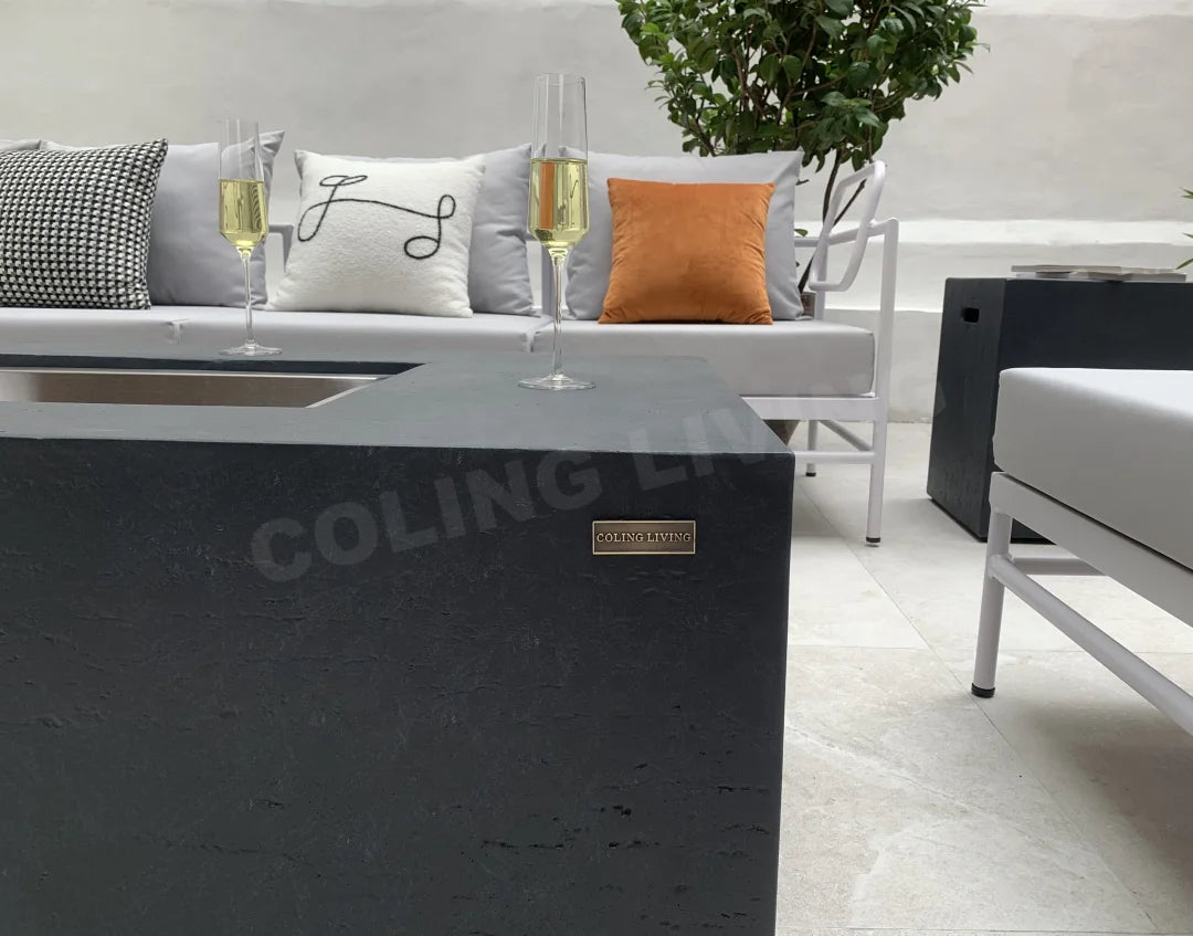 Luxury Outdoor Garden Furniture Factory's Propane Fire Pit Table with Smokeless Fireplace GFRC Concrete Gas Fire Pit