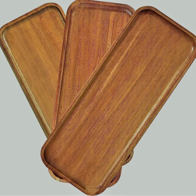 Wabi Sabi Style Acacia Wood Decorative Serving Platter Oval Natural Wood Tray for Home Tabletop Decoration Small Organizer