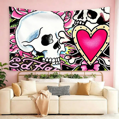 pink ed hardy wallpaper  Flags Wall Hanging Tapestry Outdoor Garage Room Decorative flag Background Blanket