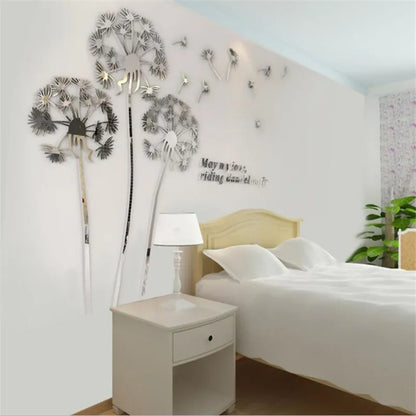 Mirror Wallpaper Dandelion Wall Sticker Modern Design For Kid's Room Bedroom Home Decoration Living Room Self Adhesive Stickers