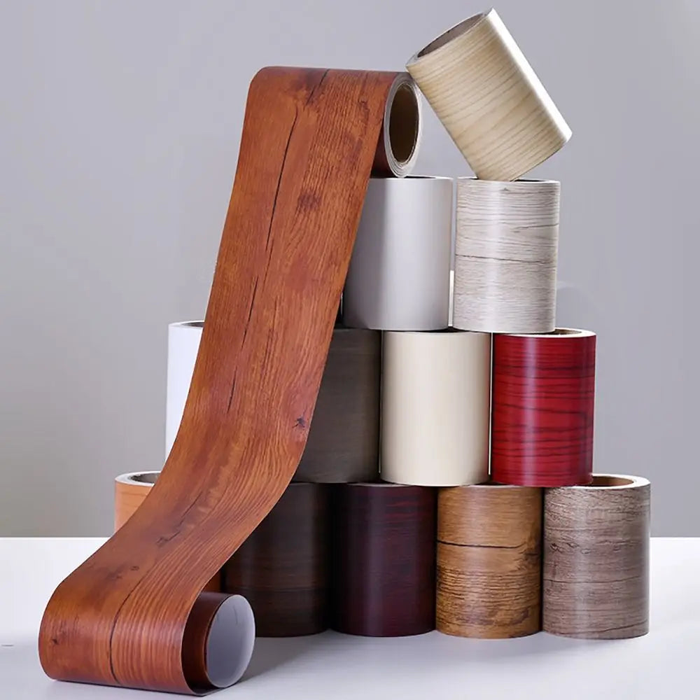 10M/Roll Windowsill Waist Line Wallpaper Waterproof Wood Grain Wall Border Sticker Self-adhesive Door Frame Waveguide Line