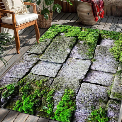 Modern Stone Decorative Mat | Outdoor Rugs | Suitable for Courtyard, Balcony, Garden, Camping, RV | Machine Washable