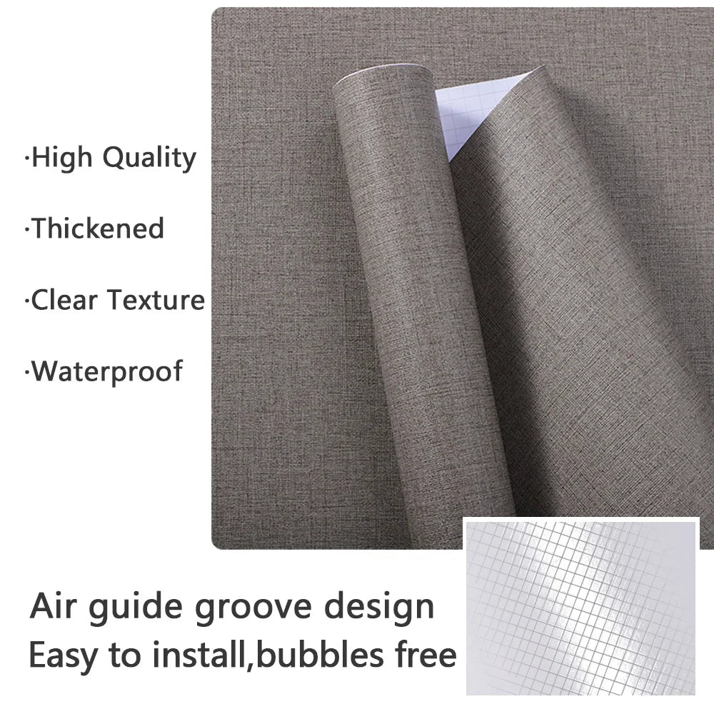 Faux Grasscloth Wallpaper Self-Adhesive Linen Texture Stickers For Wall Bedroom Living Room Cabinet Countertop Cover Stickers