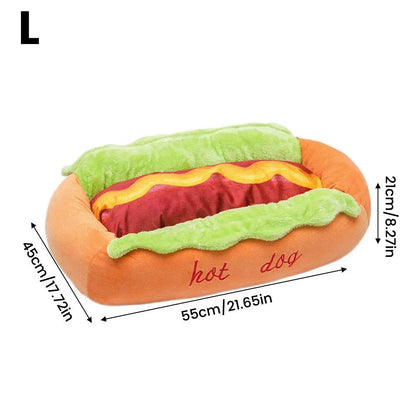 Hot Dog Pet Bed For Dachshund Cat Plush Removable Washable Pet Beds Soft Corduroy Non-Slip Bottom Pet Bed For Puppies Small Pets