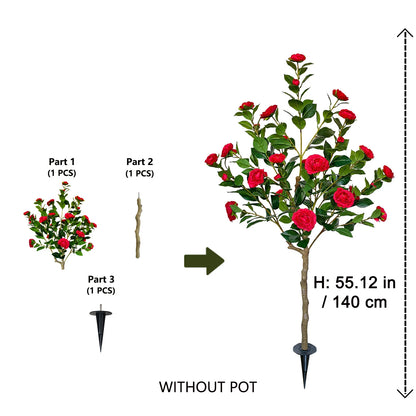 90-180CM Artificial Red Camellia Plant Ornament indoor outdoor for home wedding room balcony garden decoration for Christmas