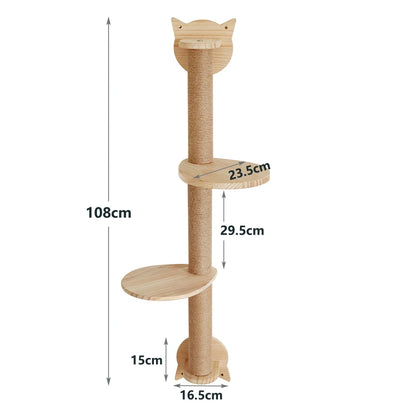 Cat Scratching Posts with 2 Perches Platforms Wall Mounted Climbing Shelves Sisal Scratcher For Cats Tree Tower Pet Accessories