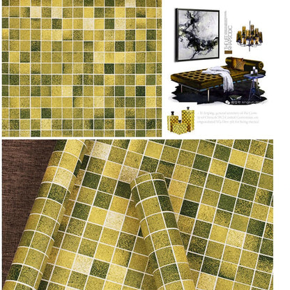 45CM self-adhesive wallpaper DIY grid background wall self-adhesive retro style home decor bedroom living room background wall