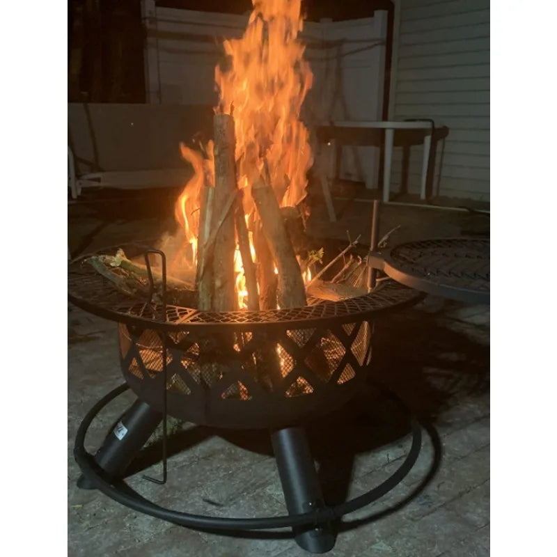 2026 Spark Screen Wood Burning Pits Round Fire Pit Outdoor Portable Firepit For Outside Patio Campfire Bonfire Grill