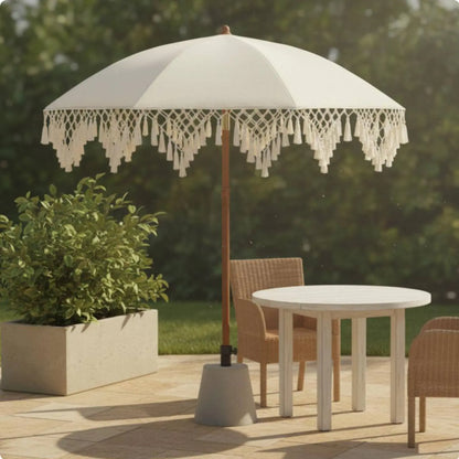 Tassel Patio Umbrella Portable Tassel Beach Umbrella Garden Sunshade with Tassels Sturdy 8-Rib Construction for Market Vendors
