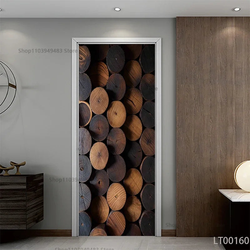 Wood Texture Series Waterproof Self-Adhesive Wallpaper Art Mural Stickers for Decor Door Cabinet Closet Ornamental Stickers