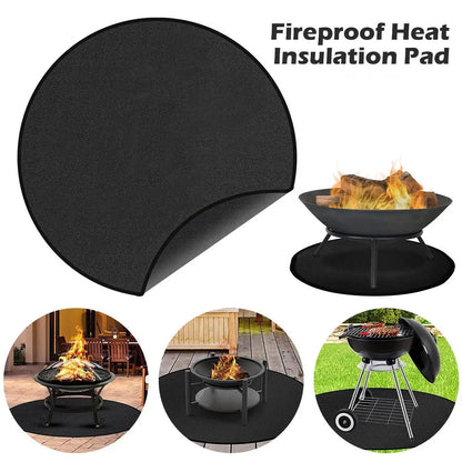 Grill Pad Mat Fire Pit Mat For Outdoor Bbq Round Stove Fire Mat Three Layered Thickened Fireproof Stove Fire Mat For Deck