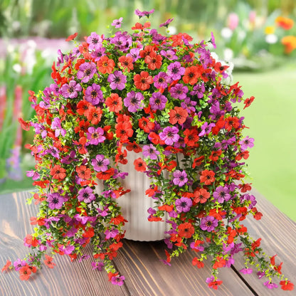 2PCS Artificial Hanging Flowers Silk Daisy Eucalyptus Garland for Outdoor Indoor Home Room Yard Decor Spring Summer Fake Plants