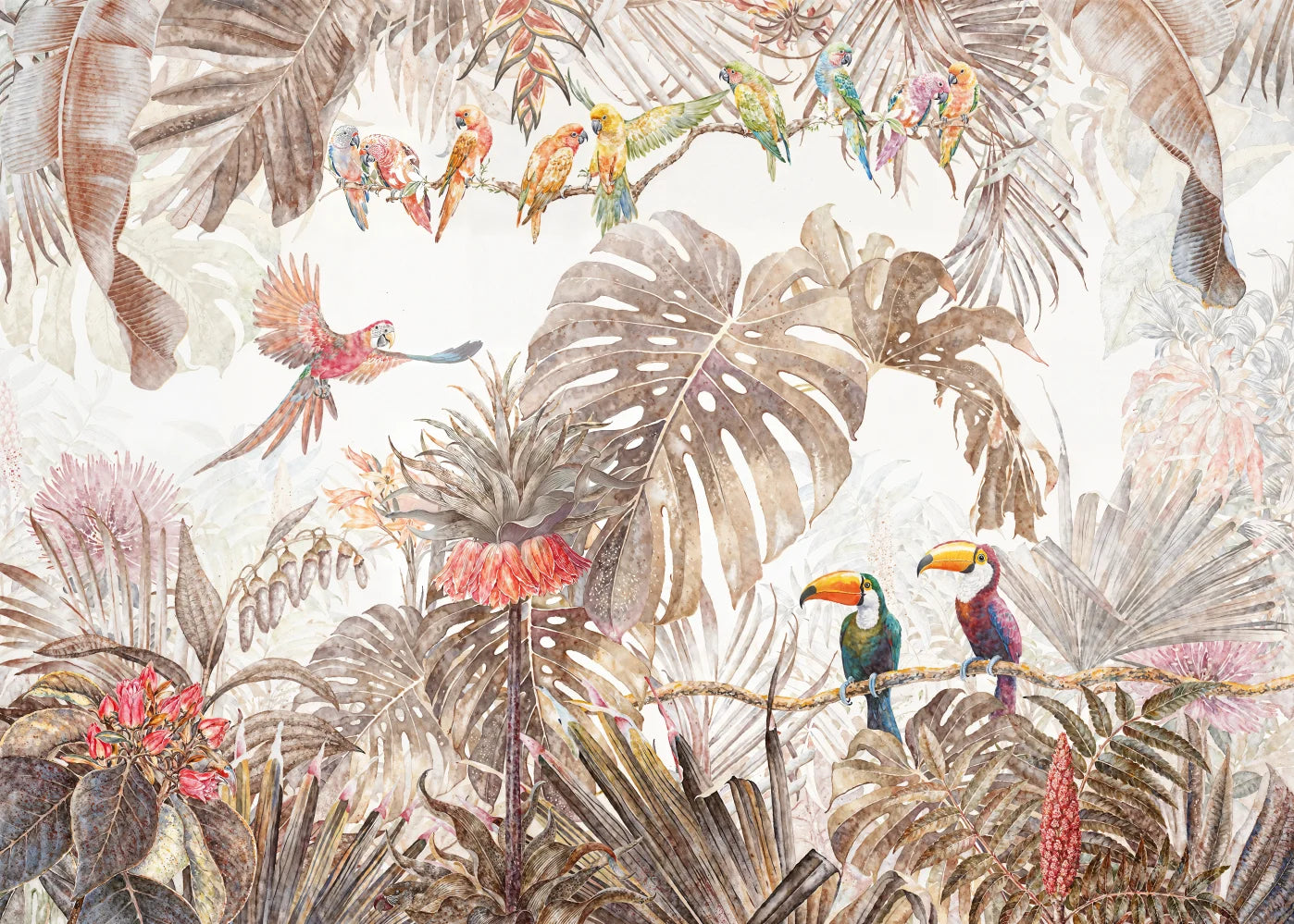 Custom Wallpaper European Style Retro Plants Flowers Forests Hummingbird Mural Bedroom Living Room Background Wall Wallpaper