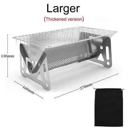 NEW Mini BBQ Grill Stainless Steel Foldable Charcoal Stove Portable Outdoor Camping Picnic Backyard Barbecue Cooking Tool