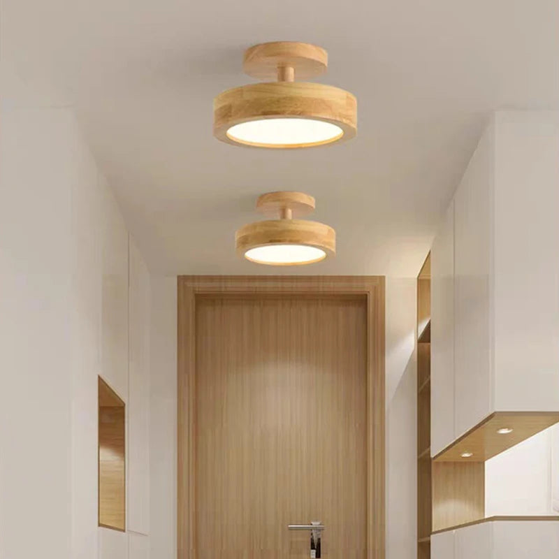 Nordic Living Room Ceiling Lamps Solid Wood Corridor  LED Lamp apanese style  Entrance Balcony Bedroom Headboard Ceiling Lights
