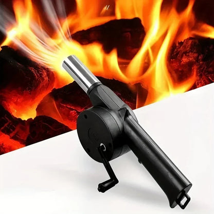 Portable Hand Crank BBQ Fan Grill Air Blower Speed Control for Outdoor Camping Picnic Fire Pit Charcoal Smoker Wind Maker