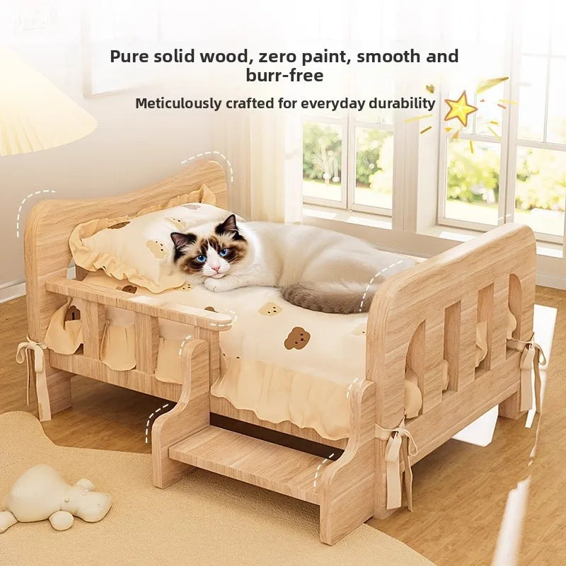 Pet bed, solid wood dog bed, all-season cat bed,pet sleeping sofa,cat bed and dog bed ，cat shelf ，cat condo，wooden cat furniture