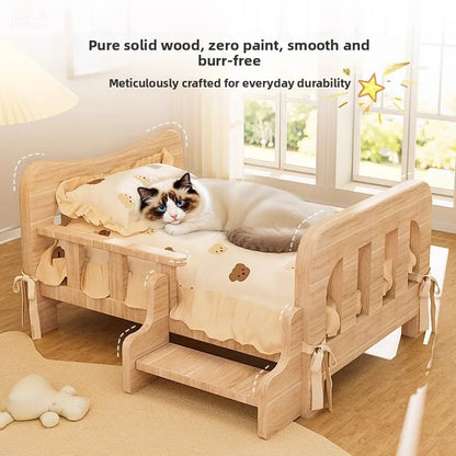 Pet bed, solid wood dog bed, all-season cat bed,pet sleeping sofa,cat bed and dog bed ，cat shelf ，cat condo，wooden cat furniture