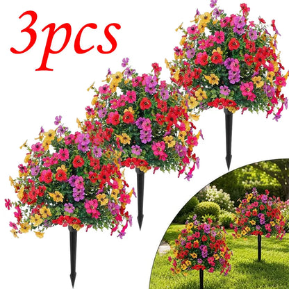 3/1pc Rural Style Artificial Ball Plant and Ground Plug Realistic Fake Flower for Indoor Outdoor Wedding Garden Grave Decoration