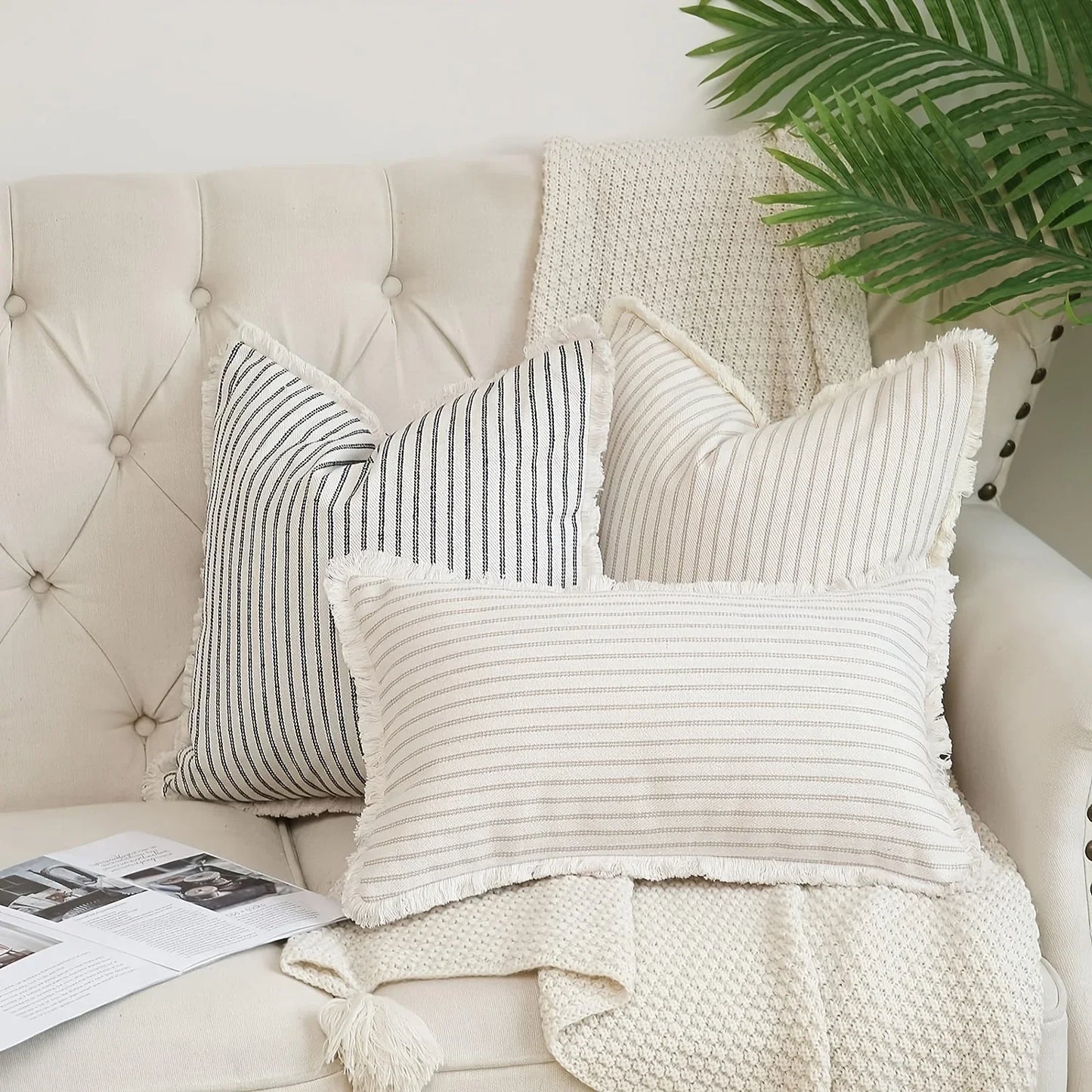 1pc Throw Pillow Covers - Comfortable Striped Throw Pillowcase  For Home Bedroom Living Room, Car & Sofa Decor - Perfect Gift