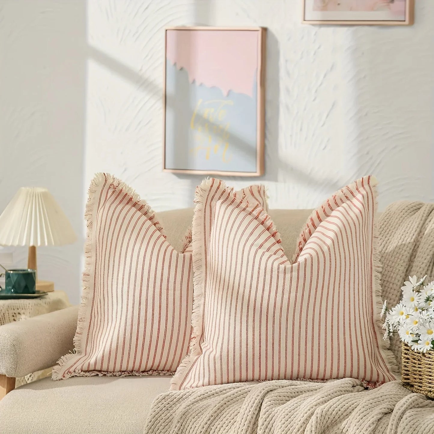 1pc Throw Pillow Covers - Comfortable Striped Throw Pillowcase  For Home Bedroom Living Room, Car & Sofa Decor - Perfect Gift