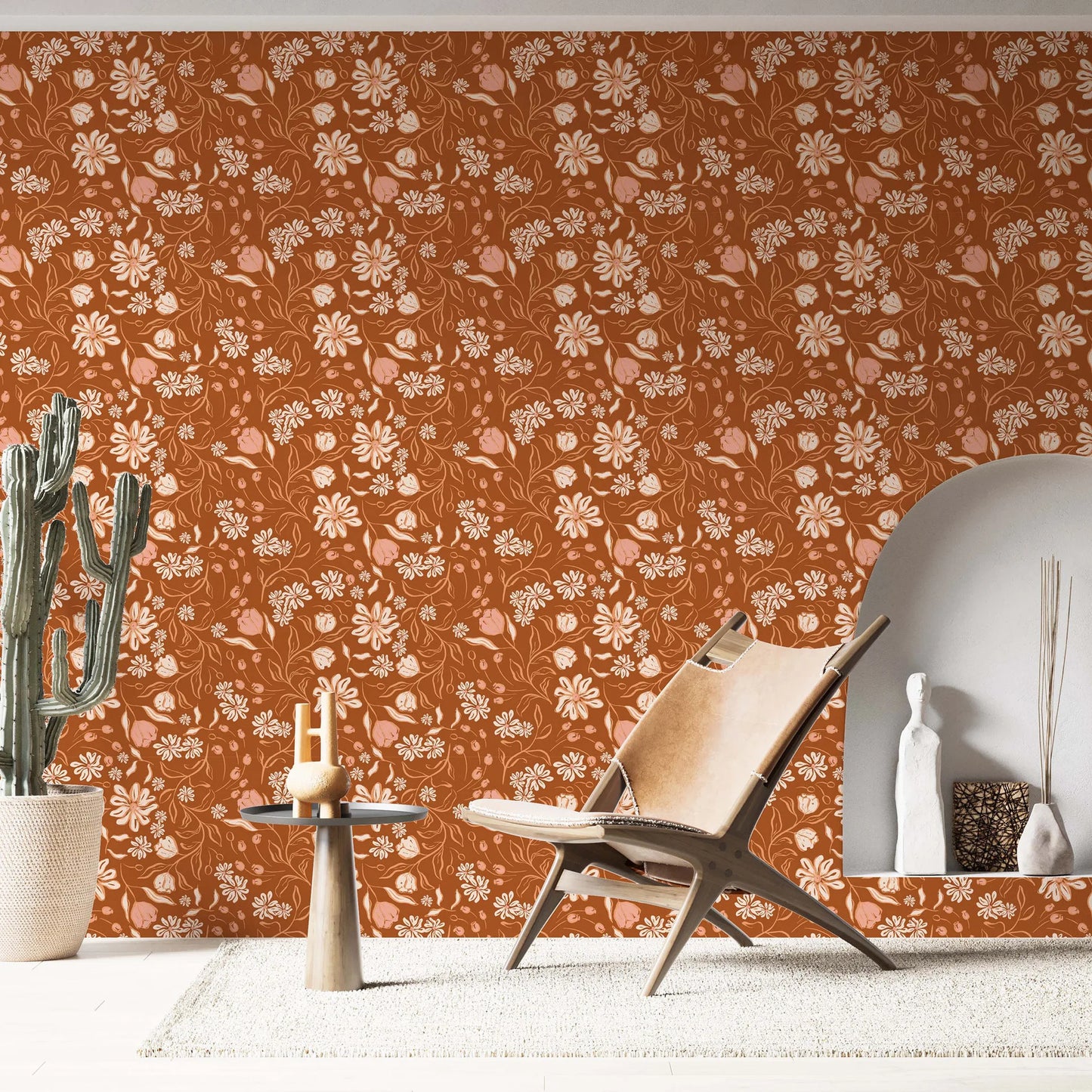 2m/3m Self Adhesive Wallpaper Rural Flowers Retro Plants Background Wall Paper Bedroom Entrance Renovation Wall Sticker