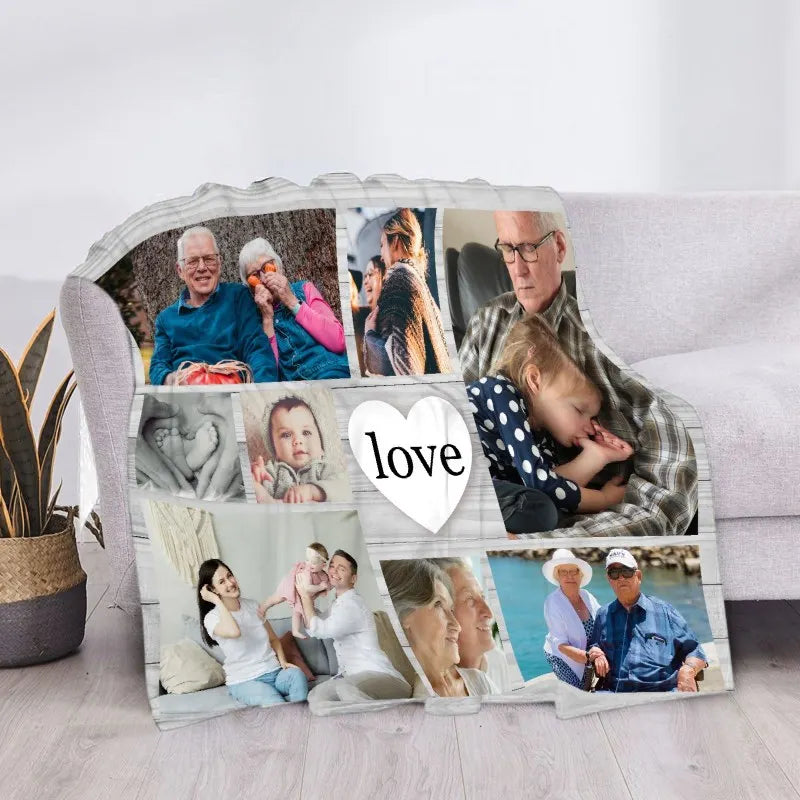Custom Blanket With Picture Collage Customized Blankets Birthday Souvenir Christmas Gifts Personalized Throw Blanket
