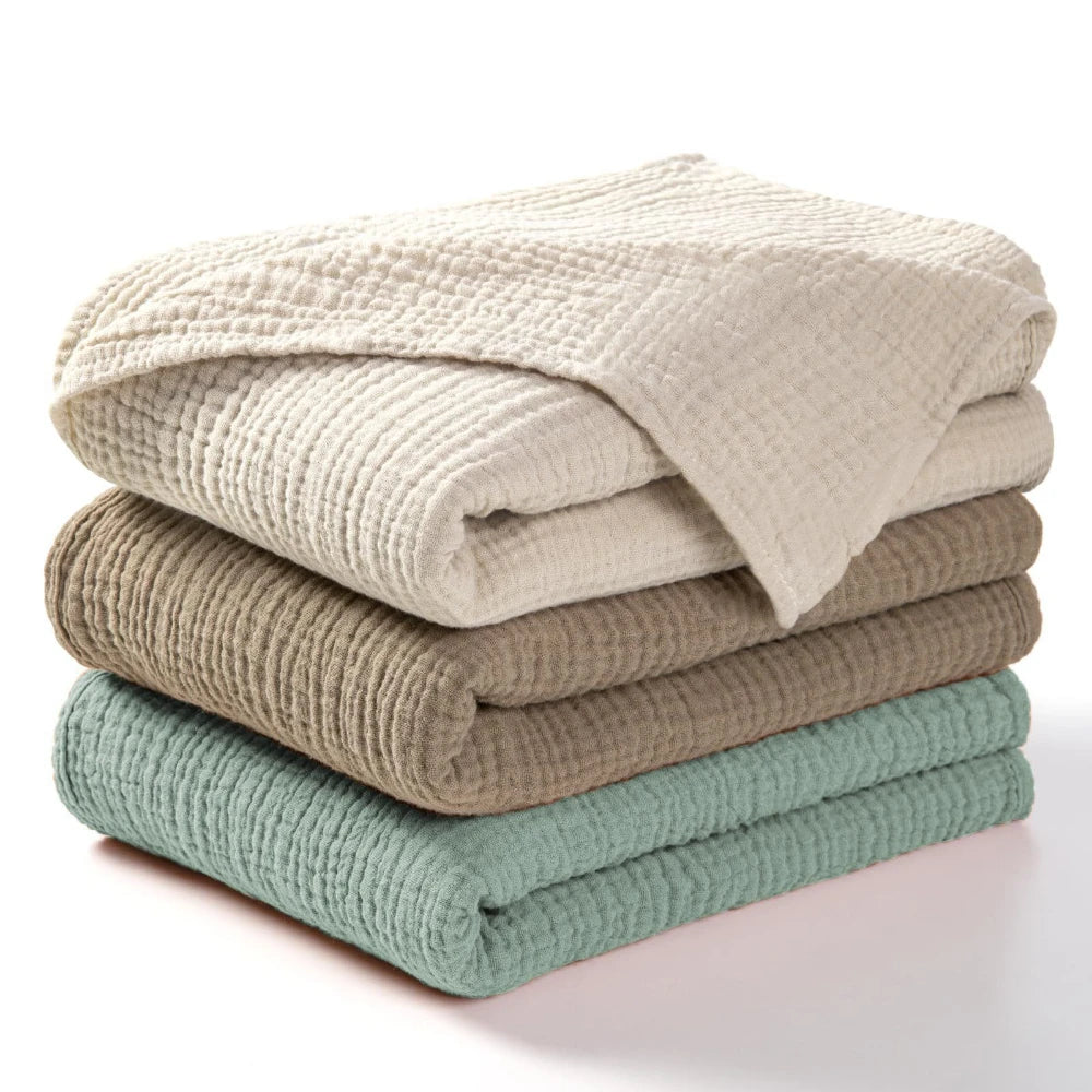 Large 6-Layer Gauze Blanket All-Season Soft Breathable for Adults Sofa or Bed Bedding Hand Wash Only Neutral Beige for Men Women