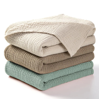 Large 6-Layer Gauze Blanket All-Season Soft Breathable for Adults Sofa or Bed Bedding Hand Wash Only Neutral Beige for Men Women