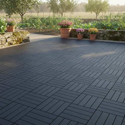 Plastic Interlocking Deck Tiles (44 Pack) – 12"x12" Waterproof Outdoor Patio Flooring, All-Weather Use, Slip-Resistant PP Deckin