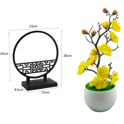 1 Set, Chinese Artificial Plum Blossom Potted Plant, Plastic Fake Bonsai Flower, Indoor and Outdoor Simulation Plant, Includes