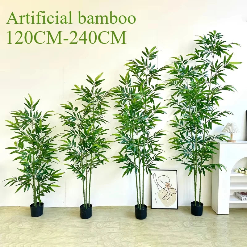 Artificial Green Bamboo Fadeless Disassembling Bamboo 120CM To 240CM False Plant Indoor and Outdoor Courtyard Decoration