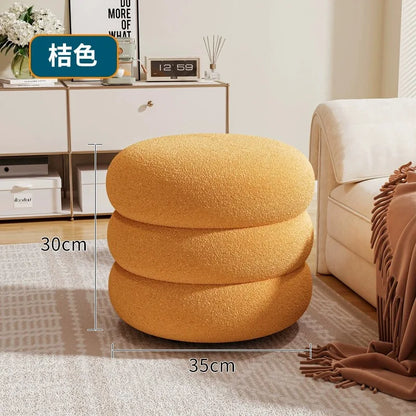 Living room small stool lamb wool bench household round stool Internet celebrity children sofa stool low stool simple pier shoe