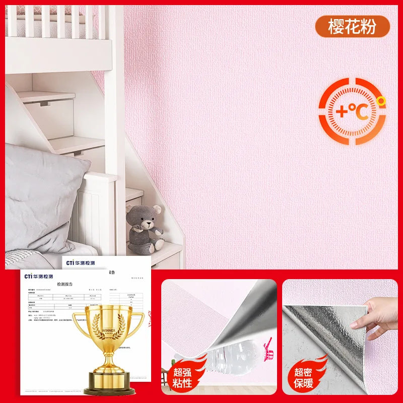 Linen Anti Mold Wallpaper for New Home Insulation Waterproof and Anti-collision Background Wall Self-adhesive Wall Stickers