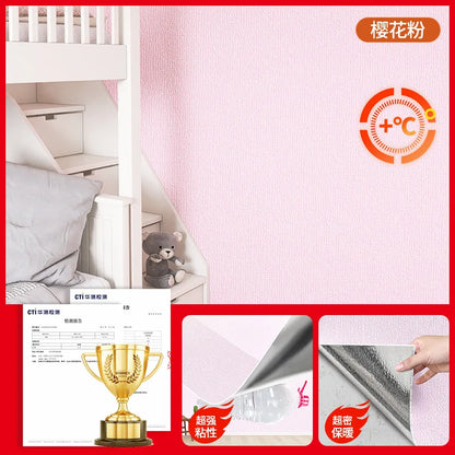 Linen Anti Mold Wallpaper for New Home Insulation Waterproof and Anti-collision Background Wall Self-adhesive Wall Stickers