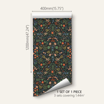 1 roll black background floral pattern thickened moisture-proof wallpaper self-adhesive waterproof home decoration background wa