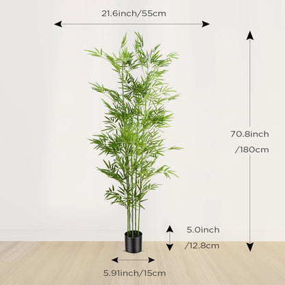 4/5/6ft Artificial Bamboo Tree Tall Fake Bamboo Plant in Black Pot Faux Trees with Realistic Trunks and Lifelike Leaves for Indoor Outdoor Home Office Décor