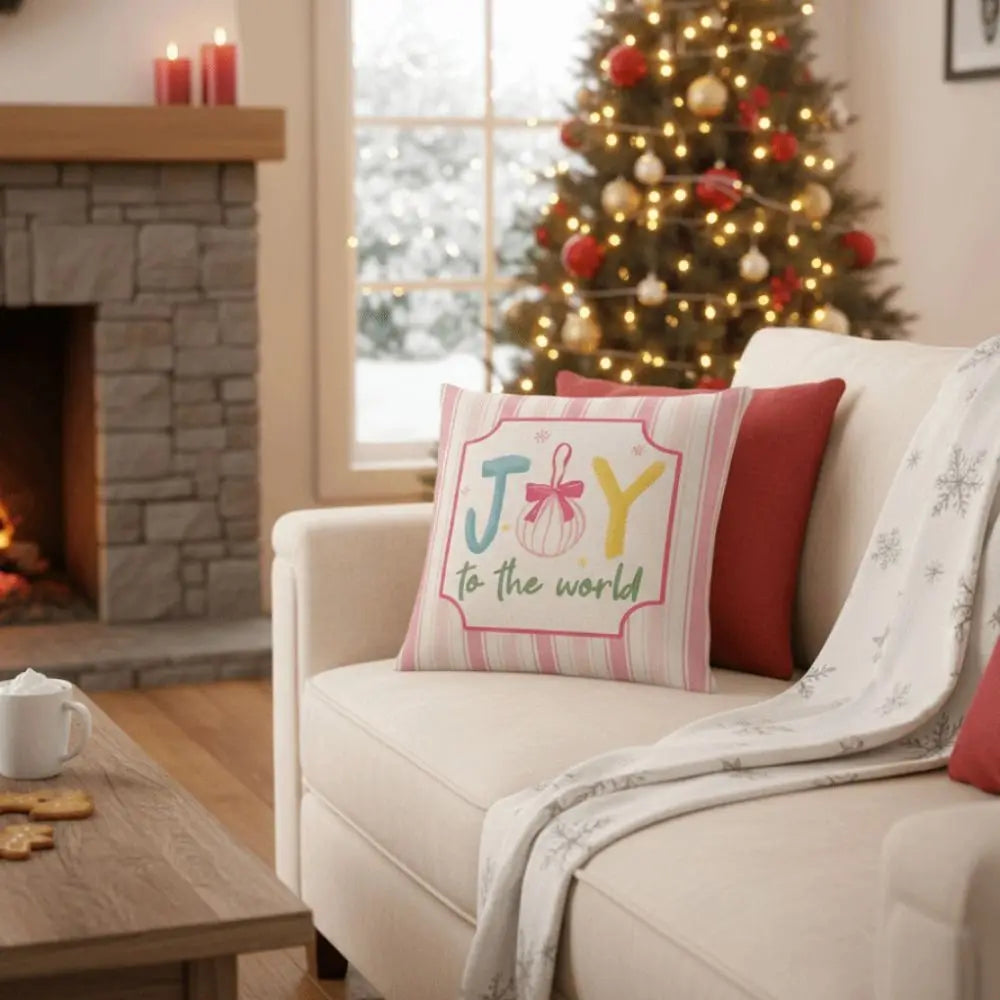 New 45×45cm Christmas Throw Pillow Cover Pink Christmas Tree Removable Pillowcase Linen Soft Sofa Cushion Cover Home Decoration