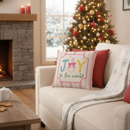 New 45×45cm Christmas Throw Pillow Cover Pink Christmas Tree Removable Pillowcase Linen Soft Sofa Cushion Cover Home Decoration
