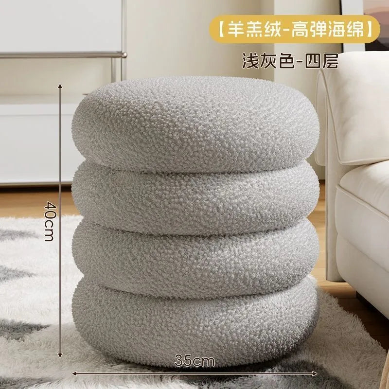 Living room small stool lamb wool bench household round stool Internet celebrity children sofa stool low stool simple pier shoe