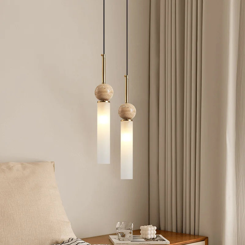 Nordic modern home  living room  LED chandelier  bar counter  bedroom  homestay  balcony  simple yellow cave stone chandelier