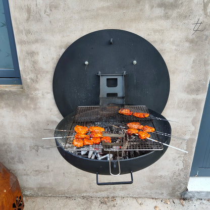 Garden Wall Mounted Grill Charcoal Grill Fire Pits Black Folding Grill