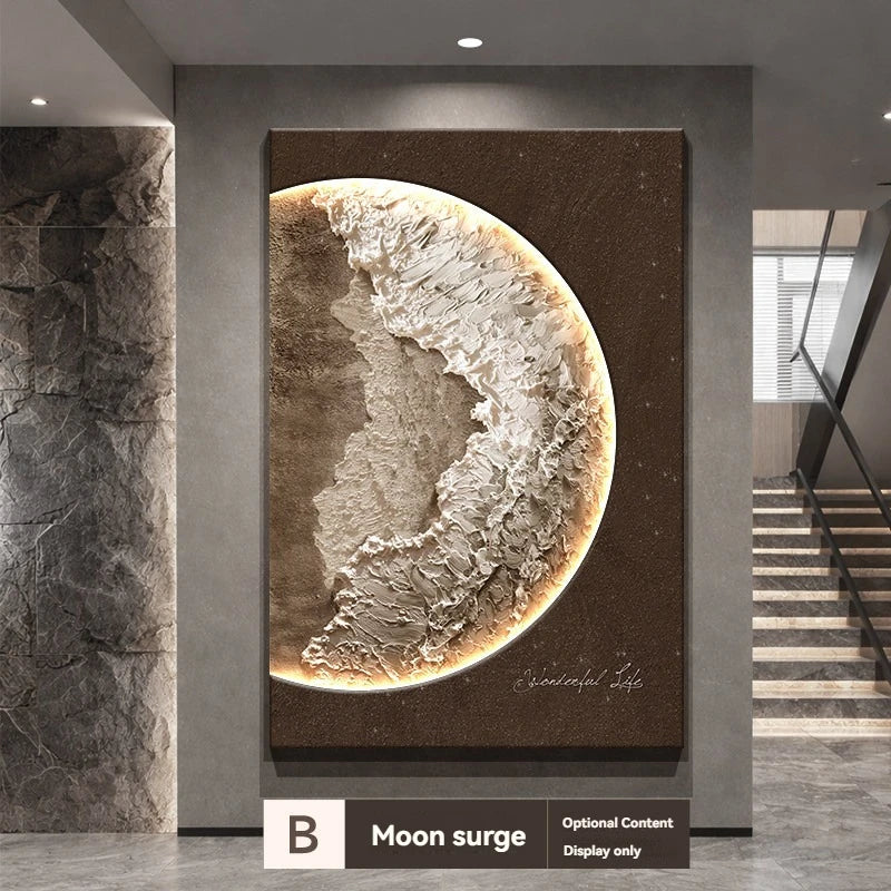 Light Luxury Living Room Led Decoration Painting Home Decoration Sofa Background Wall Floor Painting Moon Entrance Mural Light