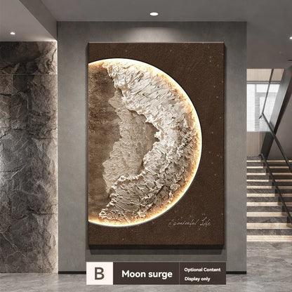 Light Luxury Living Room Led Decoration Painting Home Decoration Sofa Background Wall Floor Painting Moon Entrance Mural Light