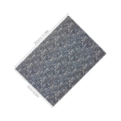 12 Sheets Dollhouse Wallpaper Self Adhesive Stone Pattern for Miniature Wall and Flooring Peel Stick Interior Decor