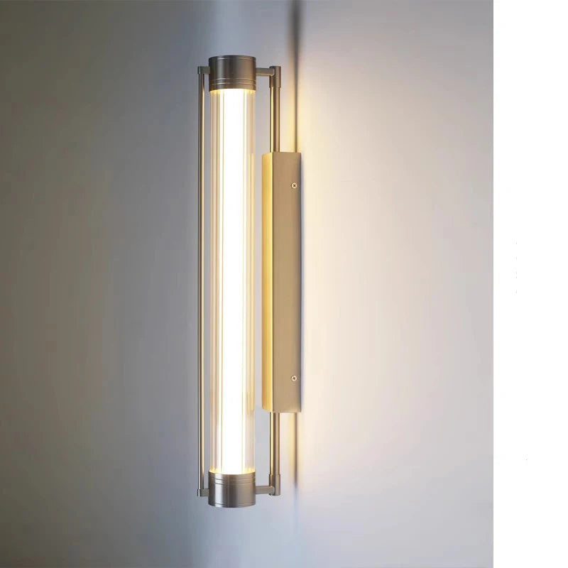 Italian living room, dining room, aisle wall lamp, sand nickel color, creative and simple glass wall lamp