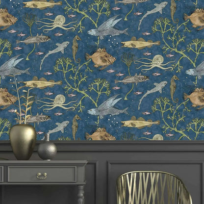 John Dory Wallpaper, Blue Sea Design Wallpaper Peel and Stick Wallpaper,  Fish Nemo Wallpaper, Removable Traditional Wall Papers