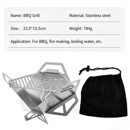 NEW Mini BBQ Grill Stainless Steel Foldable Charcoal Stove Portable Outdoor Camping Picnic Backyard Barbecue Cooking Tool