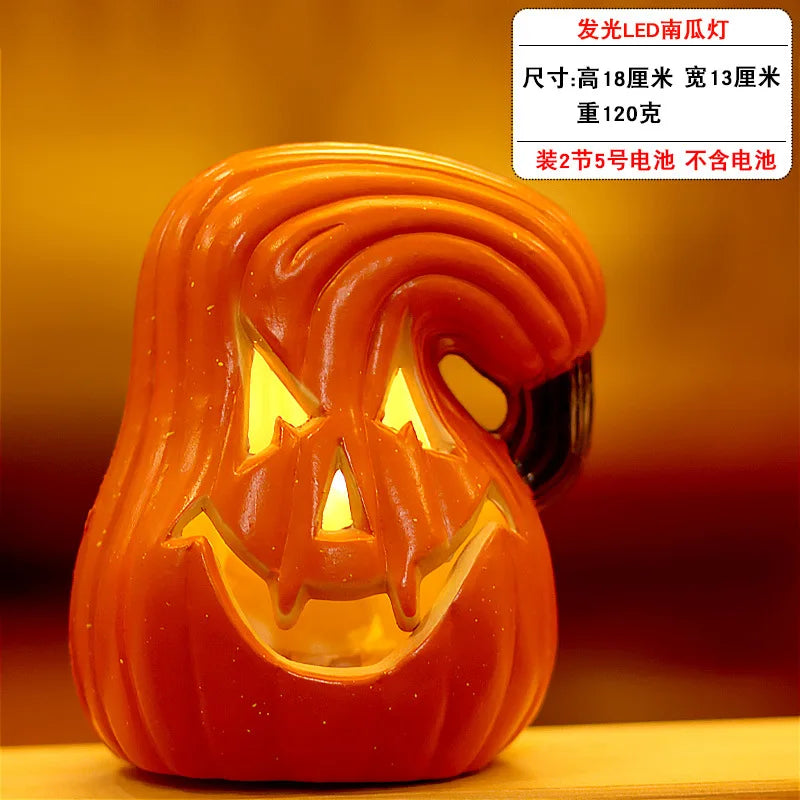 Halloween Glowing Pumpkin Decor LED Triple Layer Light Up Pumpkin Decor Battery Powered Festival Theme Home Party Decorations