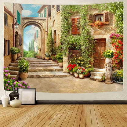 Bohemian Home Wall Decor Living Room Art Hanging Cloth Large Printed Tapestry Retro Town Garden Landscape Wall Hanging